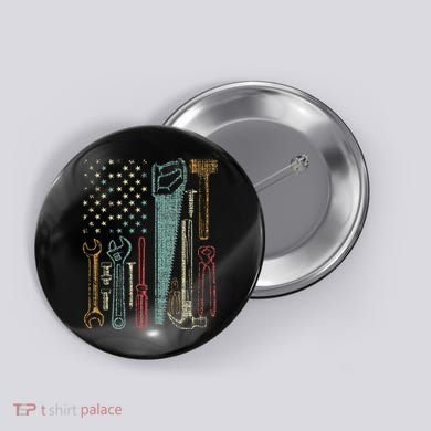 Usa Flag Carpenter And Builder Tools Button