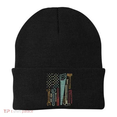 Usa Flag Carpenter And Builder Tools Beanie