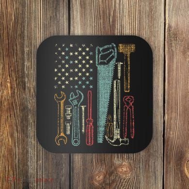Usa Flag Carpenter And Builder Tools Coaster