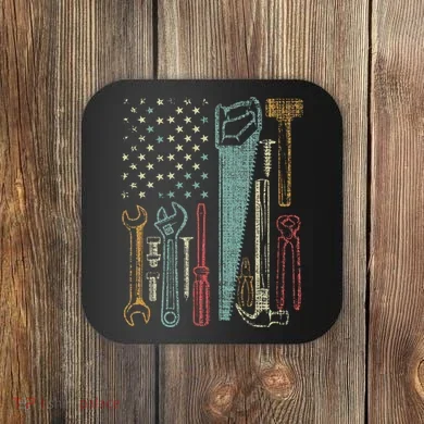 Usa Flag Carpenter And Builder Tools Coaster