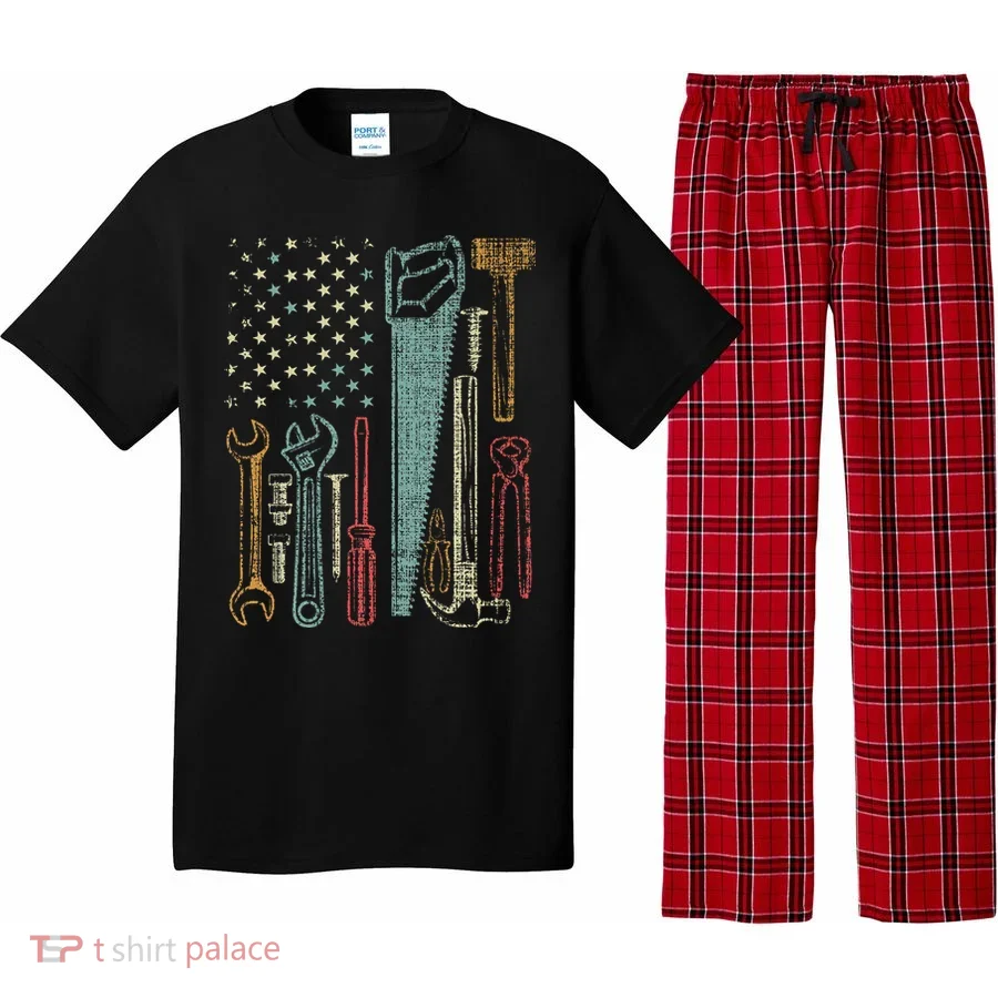 Usa Flag Carpenter And Builder Tools Pajama Set