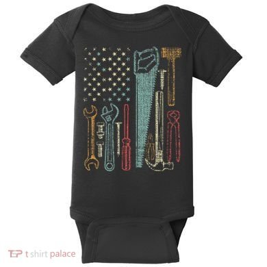 Usa Flag Carpenter And Builder Tools Baby Bodysuit