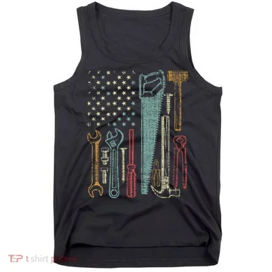 Usa Flag Carpenter And Builder Tools Tank Top