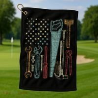 Usa Flag Carpenter And Builder Tools Golf Towel thumb 1
