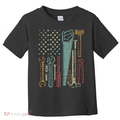 Usa Flag Carpenter And Builder Tools Toddler T-Shirt