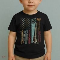 Usa Flag Carpenter And Builder Tools Toddler T-Shirt thumb 2