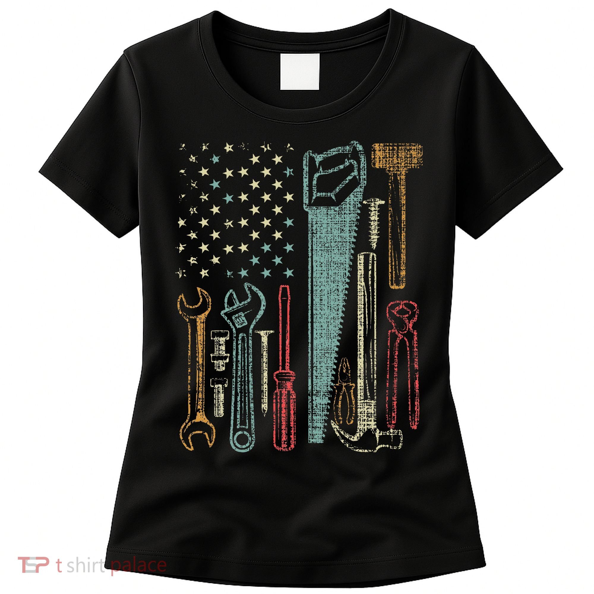 Usa Flag Carpenter And Builder Tools Women's T-Shirt