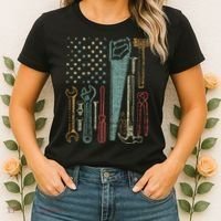 Usa Flag Carpenter And Builder Tools Women's T-Shirt thumb 2