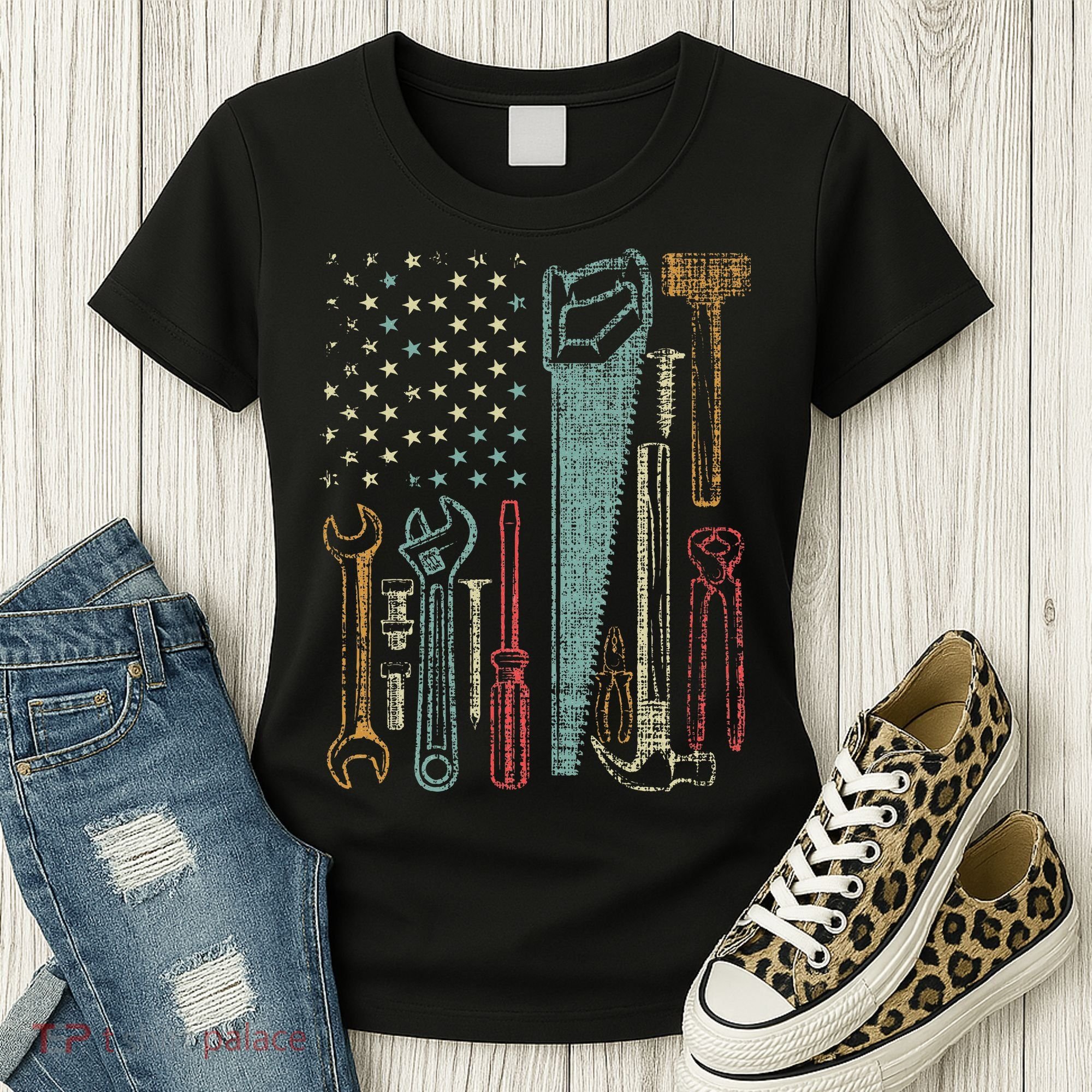 Usa Flag Carpenter And Builder Tools Women's T-Shirt