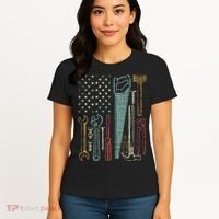 Usa Flag Carpenter And Builder Tools Women's T-Shirt thumb 4
