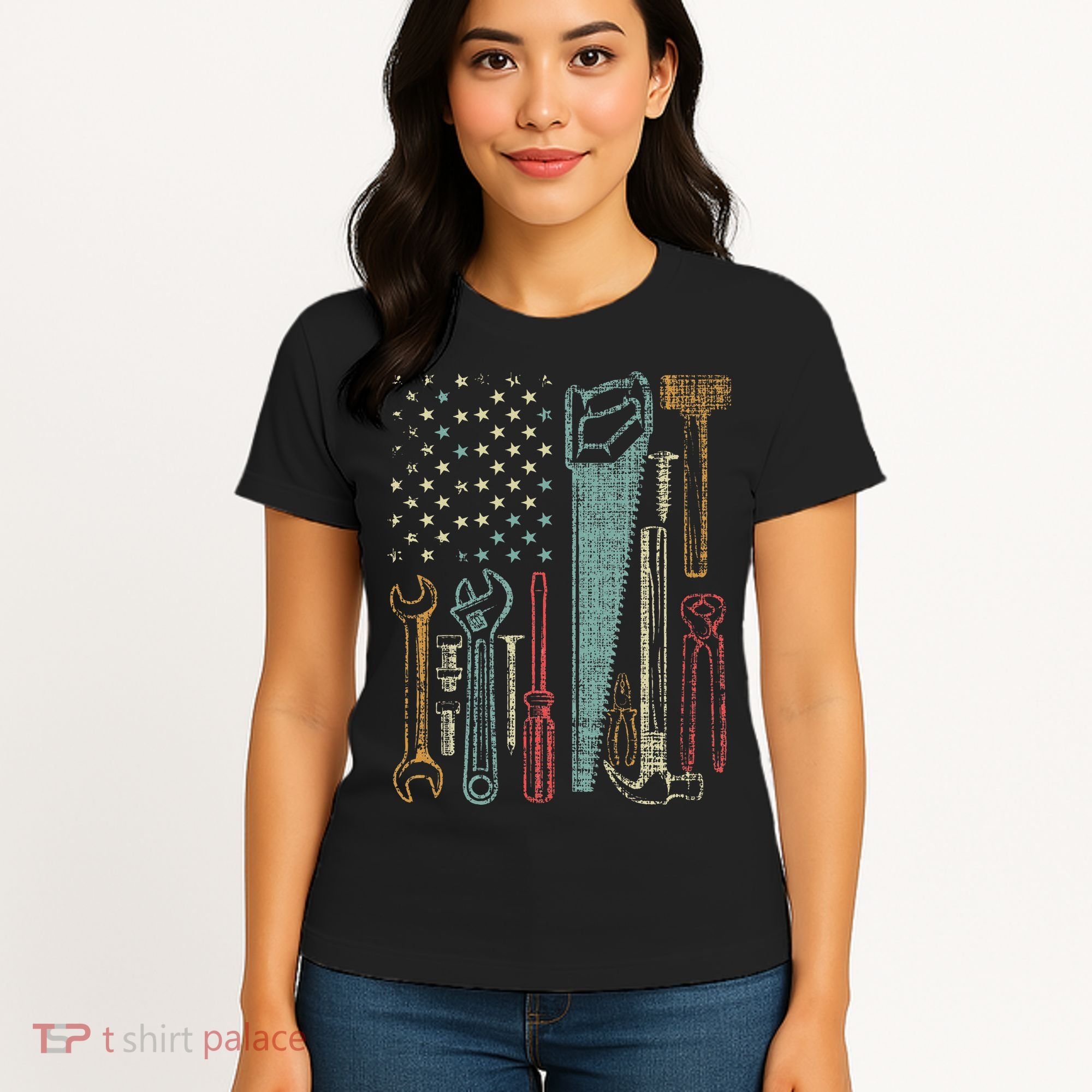 Usa Flag Carpenter And Builder Tools Women's T-Shirt