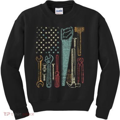 Usa Flag Carpenter And Builder Tools Kids Sweatshirt