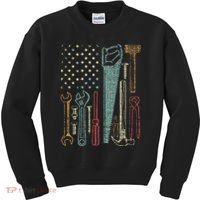 Usa Flag Carpenter And Builder Tools Kids Sweatshirt thumb 0