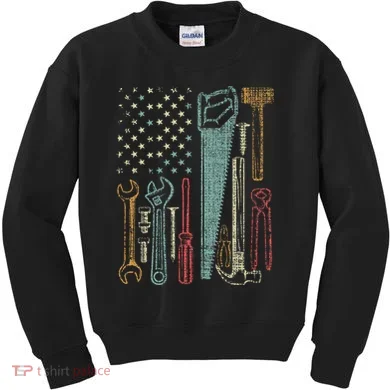 Usa Flag Carpenter And Builder Tools Kids Sweatshirt