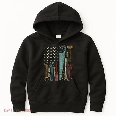 Usa Flag Carpenter And Builder Tools Kids Hoodie