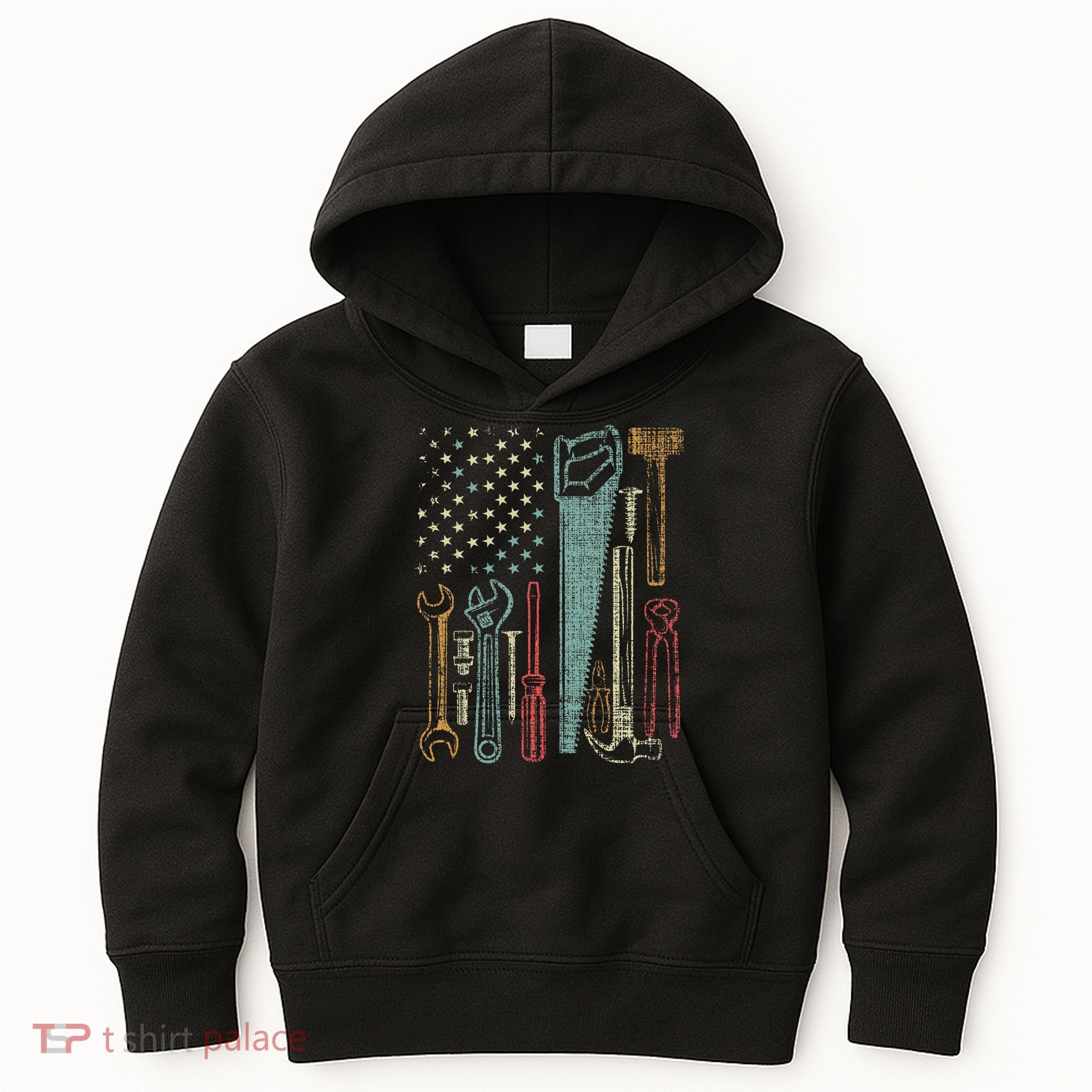 Usa Flag Carpenter And Builder Tools Kids Hoodie