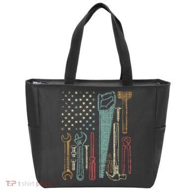 Usa Flag Carpenter And Builder Tools Tote Bag