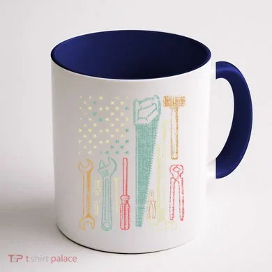 Usa Flag Carpenter And Builder Tools Coffee Mug back