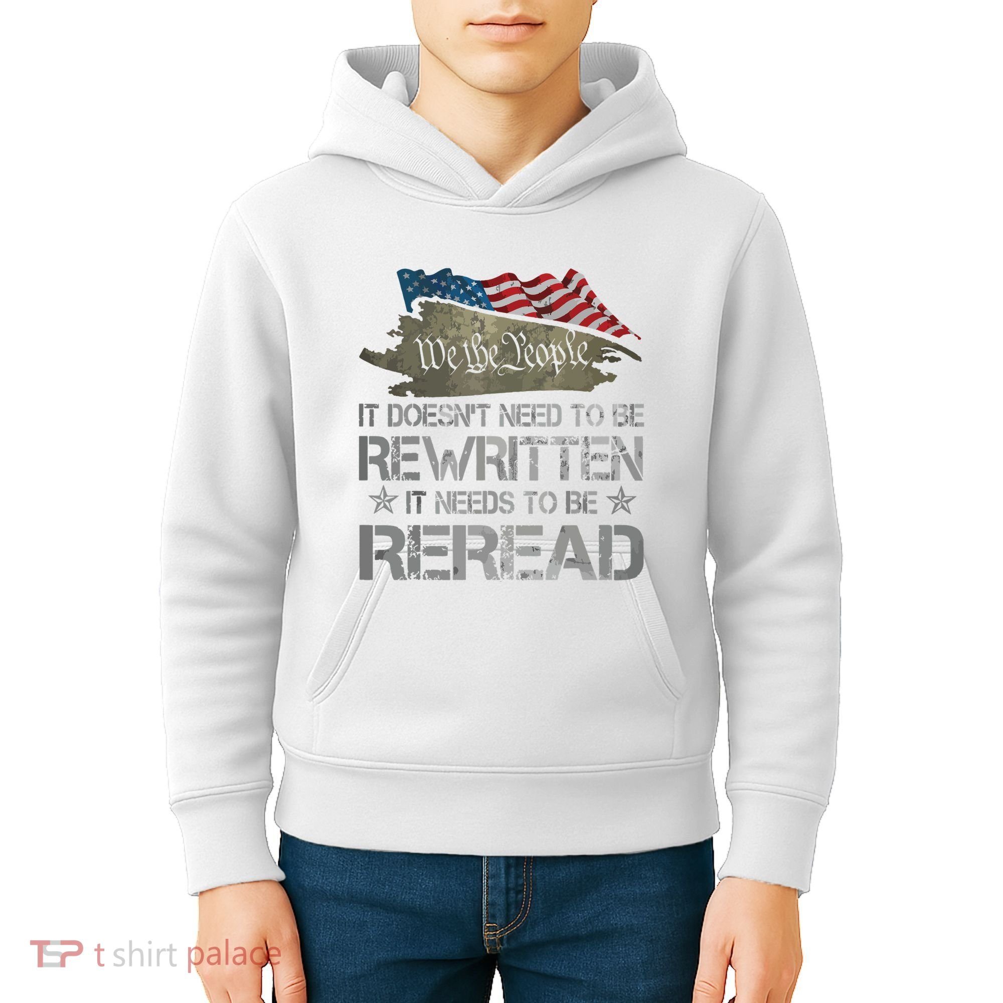US Flag Constitution Of The USA Needs To Be Reread Kids Hoodie