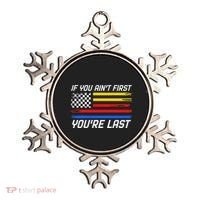 Us Flag Car Racing If You AinT First YouRe Last Ornament thumb 0