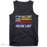 Us Flag Car Racing If You AinT First YouRe Last Tank Top thumb 0