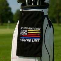 Us Flag Car Racing If You AinT First YouRe Last Golf Towel thumb 2