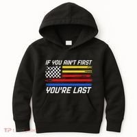 Us Flag Car Racing If You AinT First YouRe Last Kids Hoodie thumb 0
