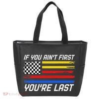 Us Flag Car Racing If You AinT First YouRe Last Tote Bag thumb 0