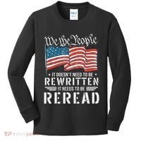 Us Flag Constitution Of The Usa Needs To Be Reread Kids Long Sleeve Shirt thumb 0