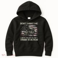 Usa Flag Dont Make Me Drop You Off At The Train Station Kids Hoodie thumb 0