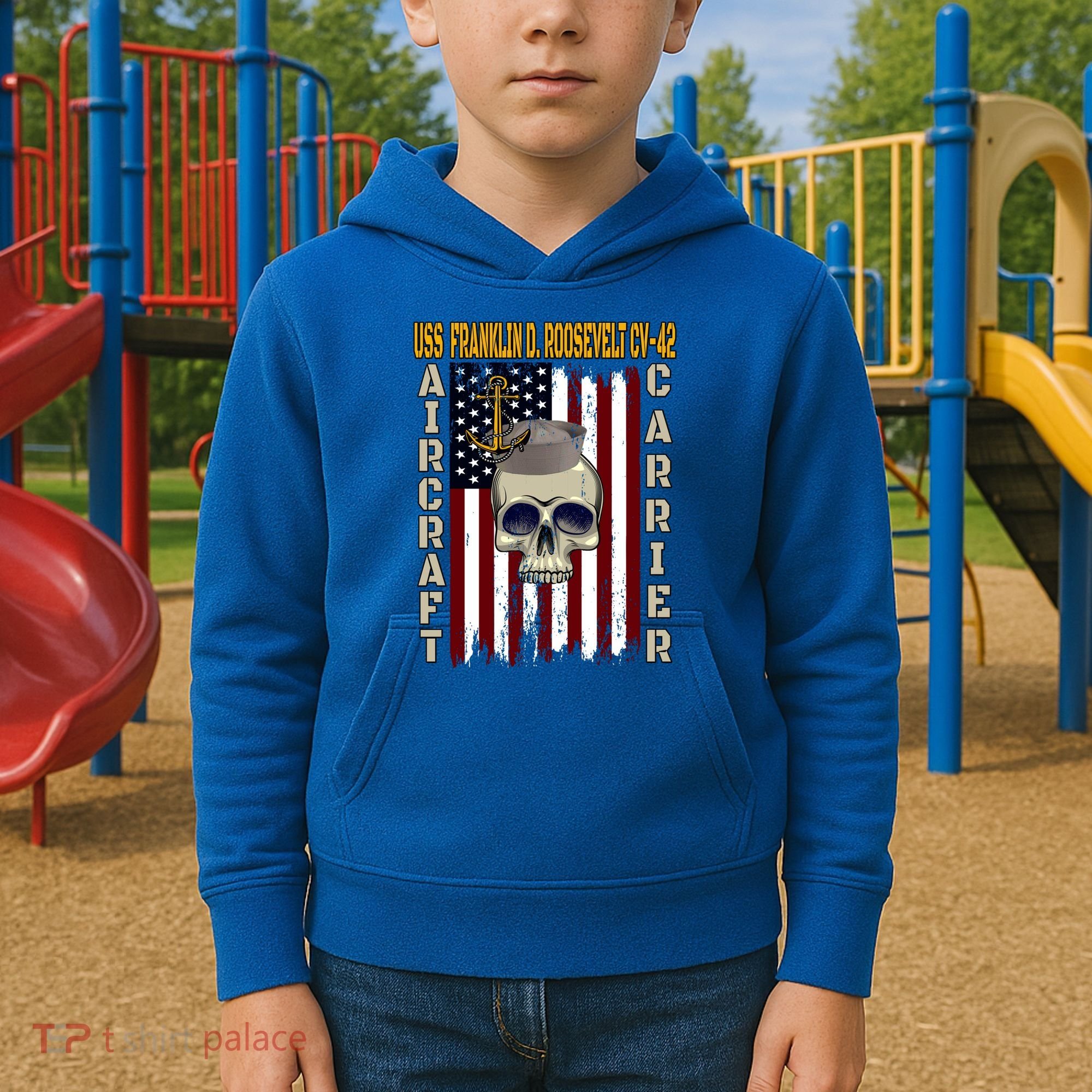 Uss Franklin D Roosevelt Cvgift42 Veterans Day Dad Son Gift Kids Hoodie