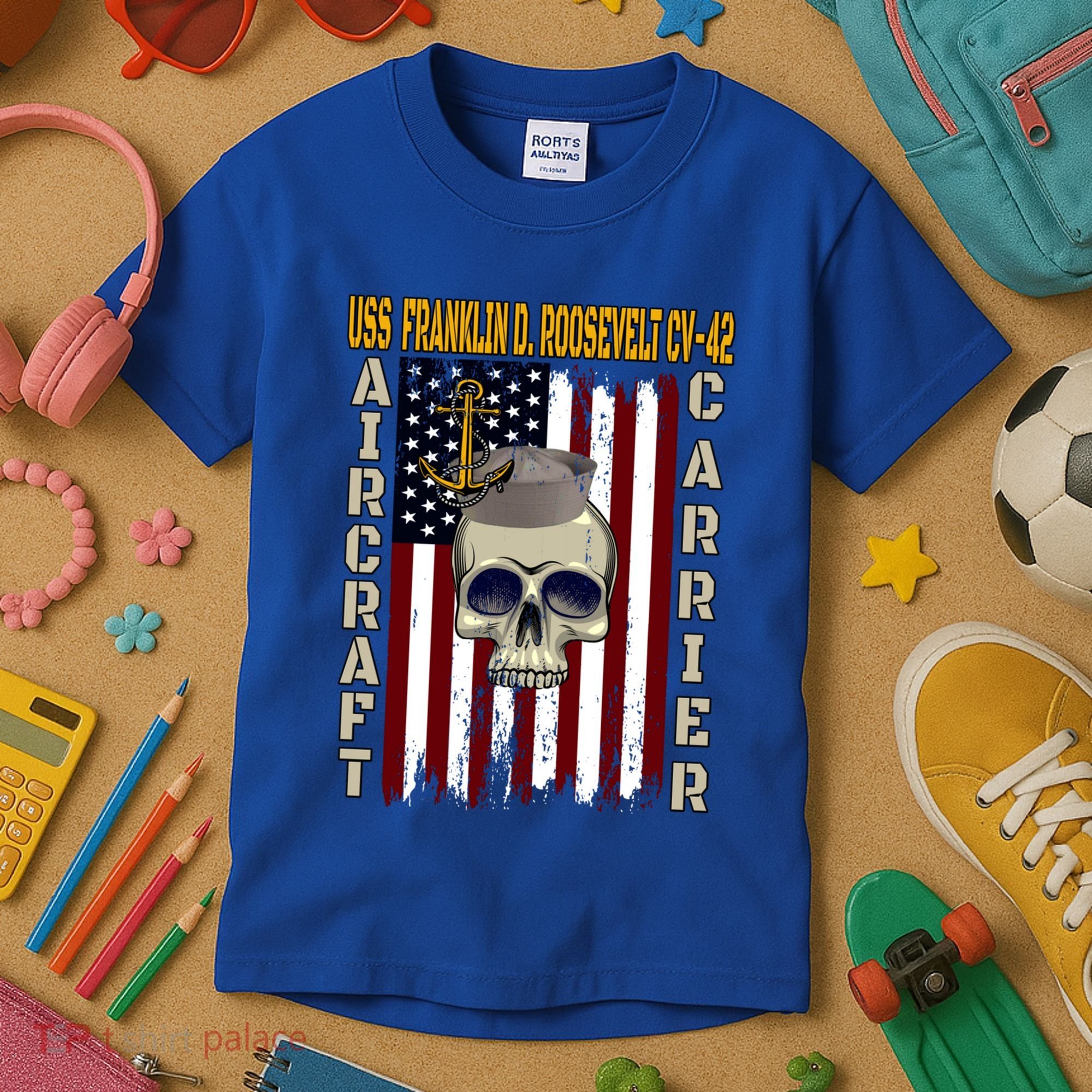 Uss Franklin D Roosevelt Cvgift42 Veterans Day Dad Son Gift Kids T-Shirt