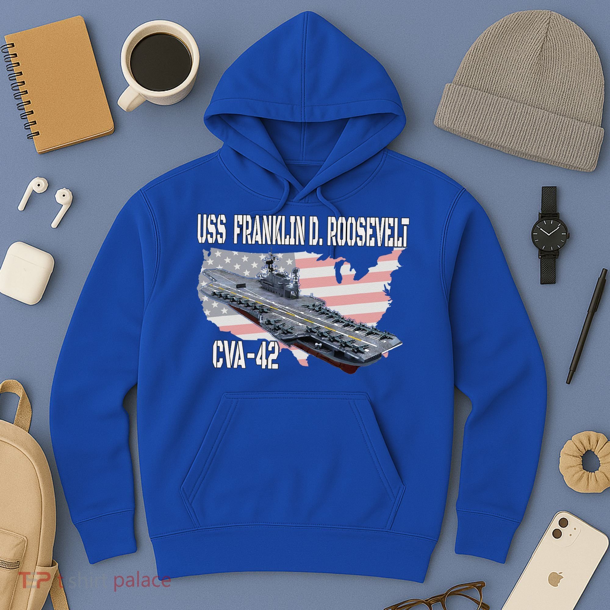 USS Franklin D. Roosevelt CVA-42 Aircraft Carrier Veterans  Hoodie