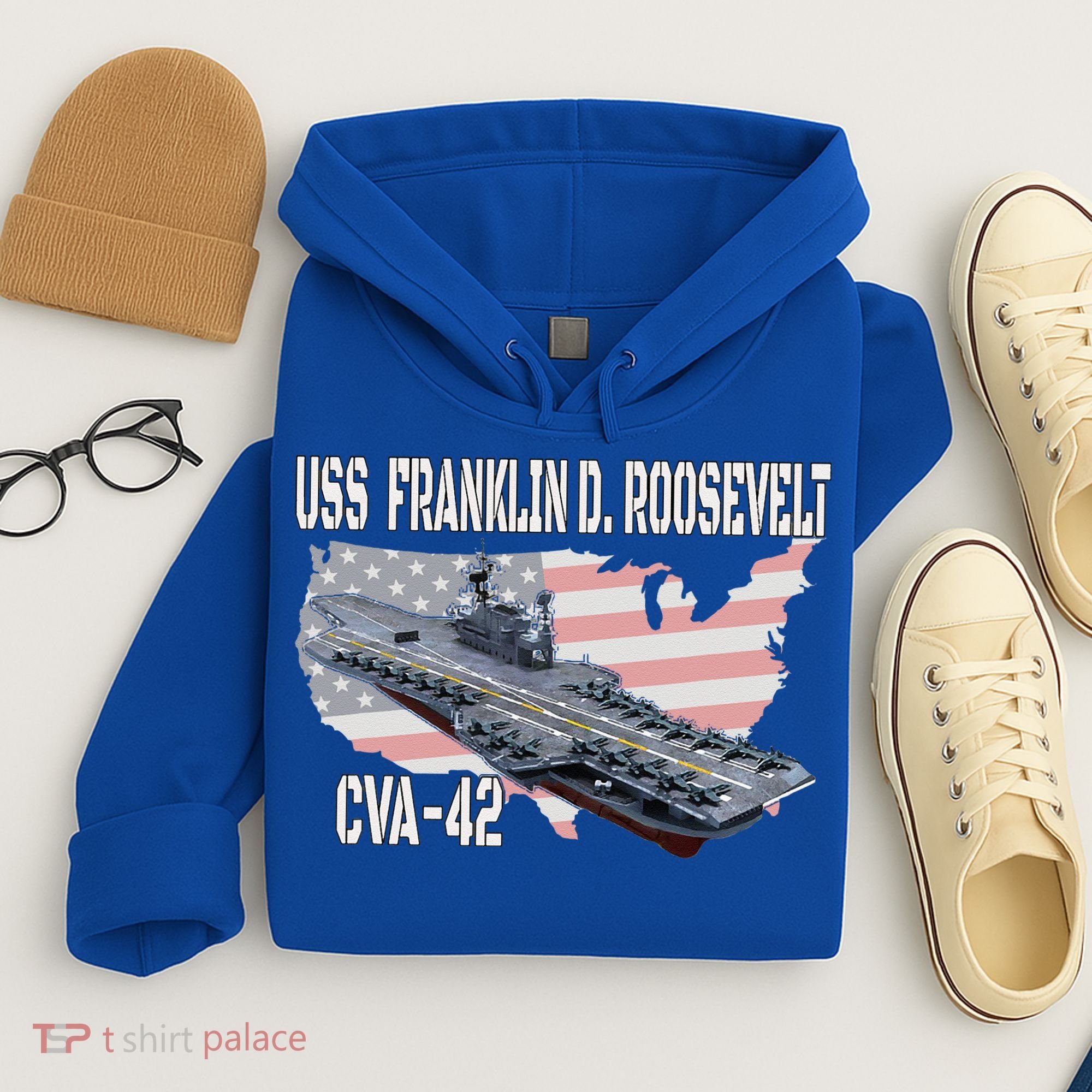 USS Franklin D. Roosevelt CVA-42 Aircraft Carrier Veterans  Hoodie