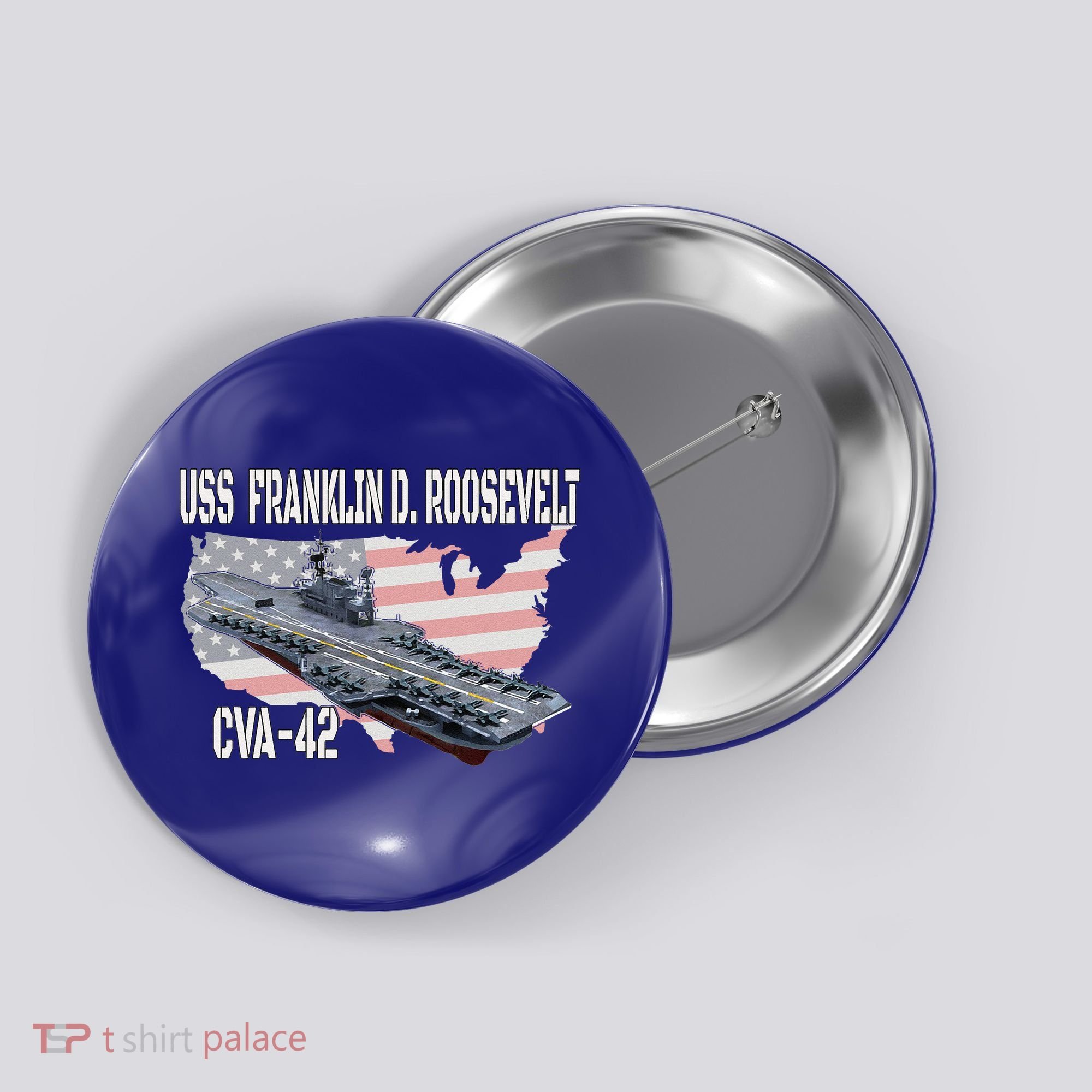 USS Franklin D. Roosevelt CVA-42 Aircraft Carrier Veterans  Button