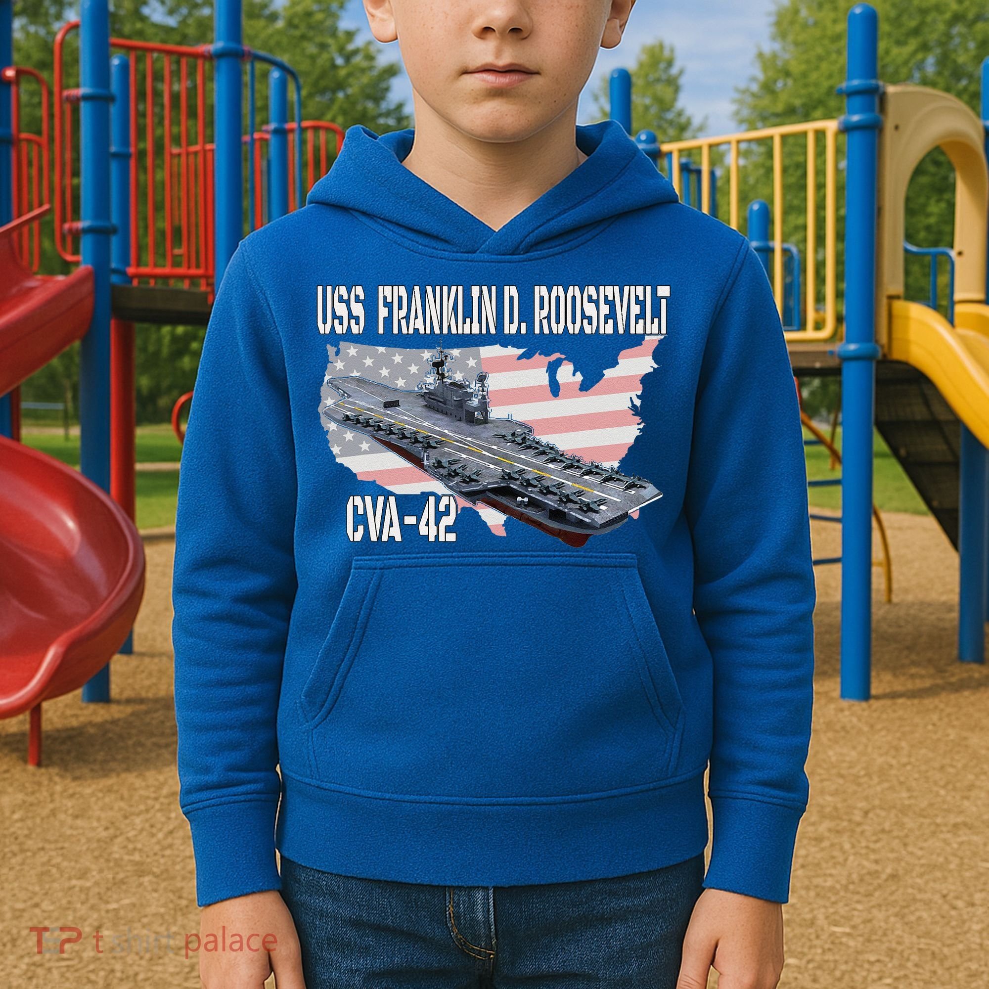 USS Franklin D. Roosevelt CVA-42 Aircraft Carrier Veterans  Kids Hoodie