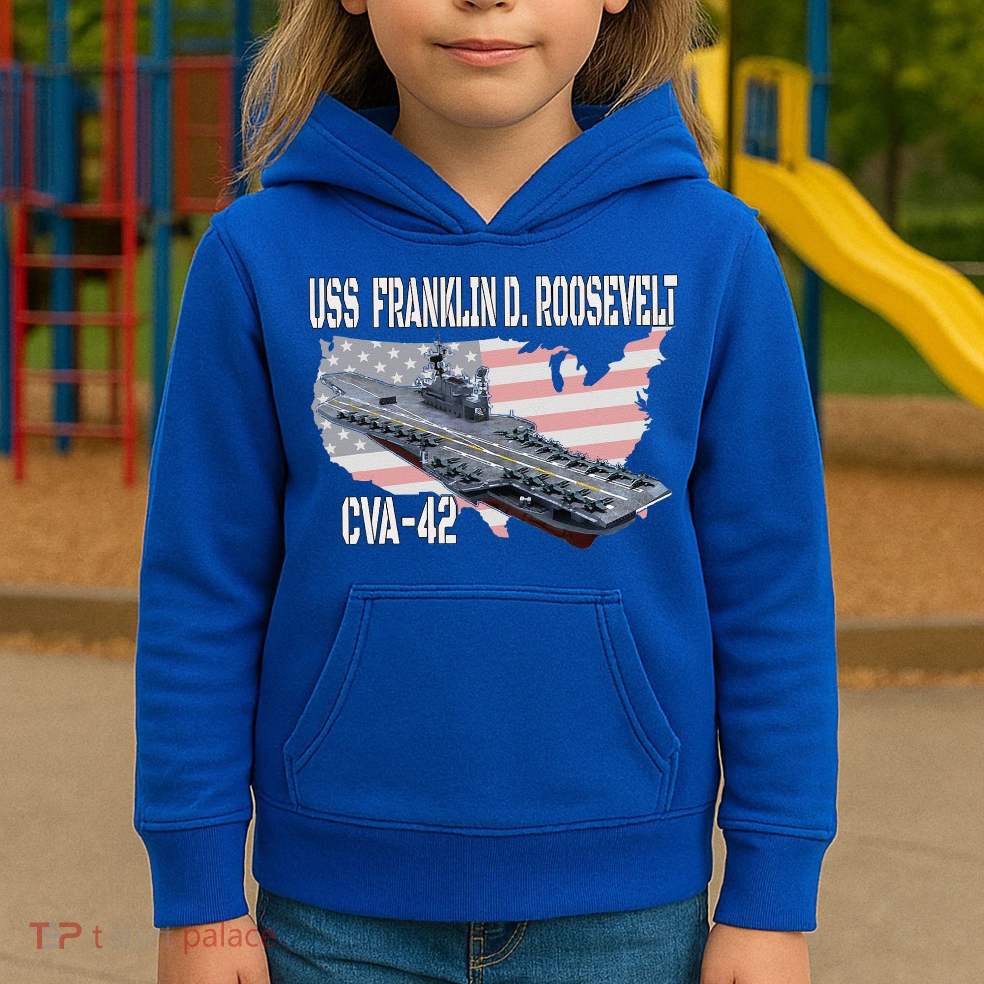 USS Franklin D. Roosevelt CVA-42 Aircraft Carrier Veterans  Kids Hoodie