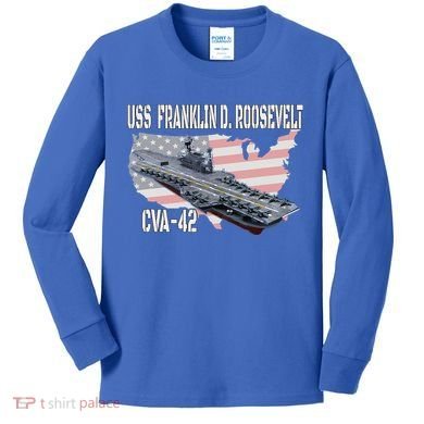 USS Franklin D. Roosevelt CVA-42 Aircraft Carrier Veterans  Kids Long Sleeve Shirt