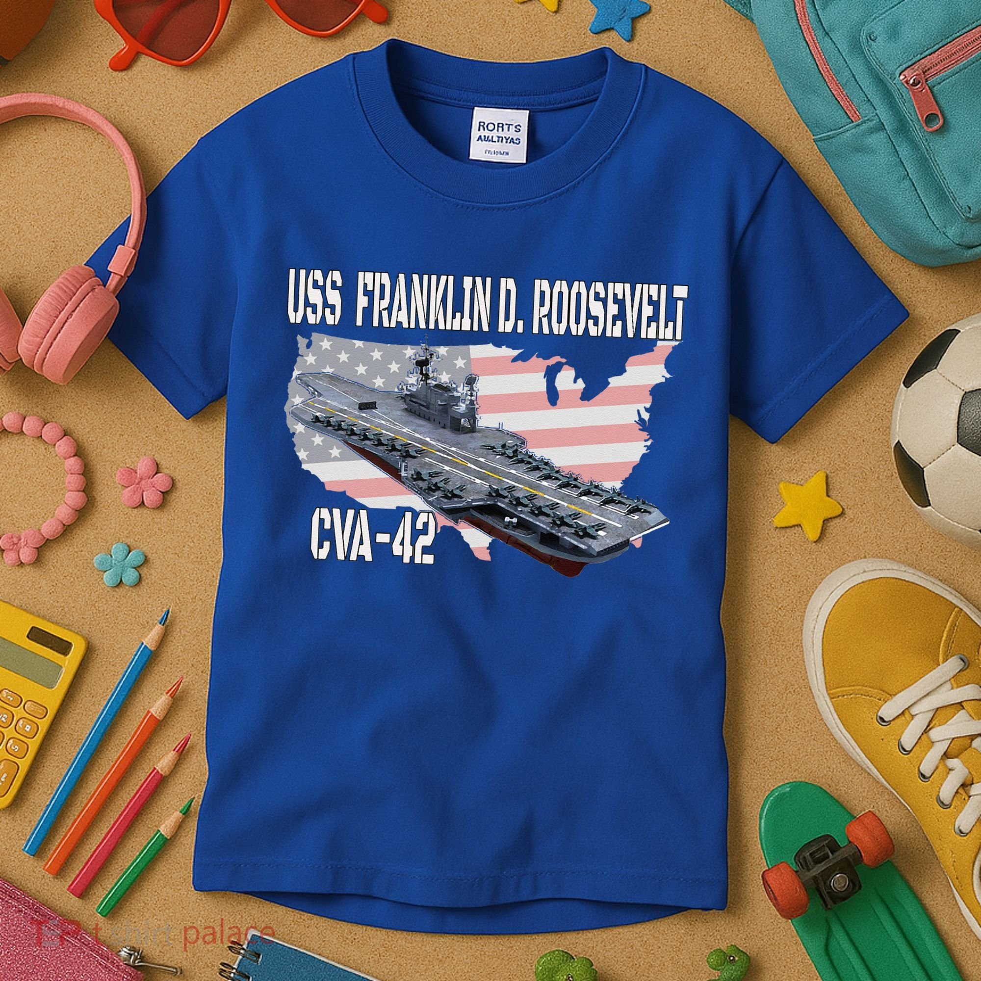 USS Franklin D. Roosevelt CVA-42 Aircraft Carrier Veterans  Kids T-Shirt