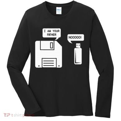 USB Floppy Disk I am Your Father Geek Gifts Women's Long Sleeve Shirt