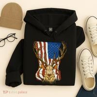 USA Flag Deer Hunting Gift Hoodie thumb 4
