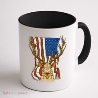 USA Flag Deer Hunting Gift Coffee Mug thumb 1
