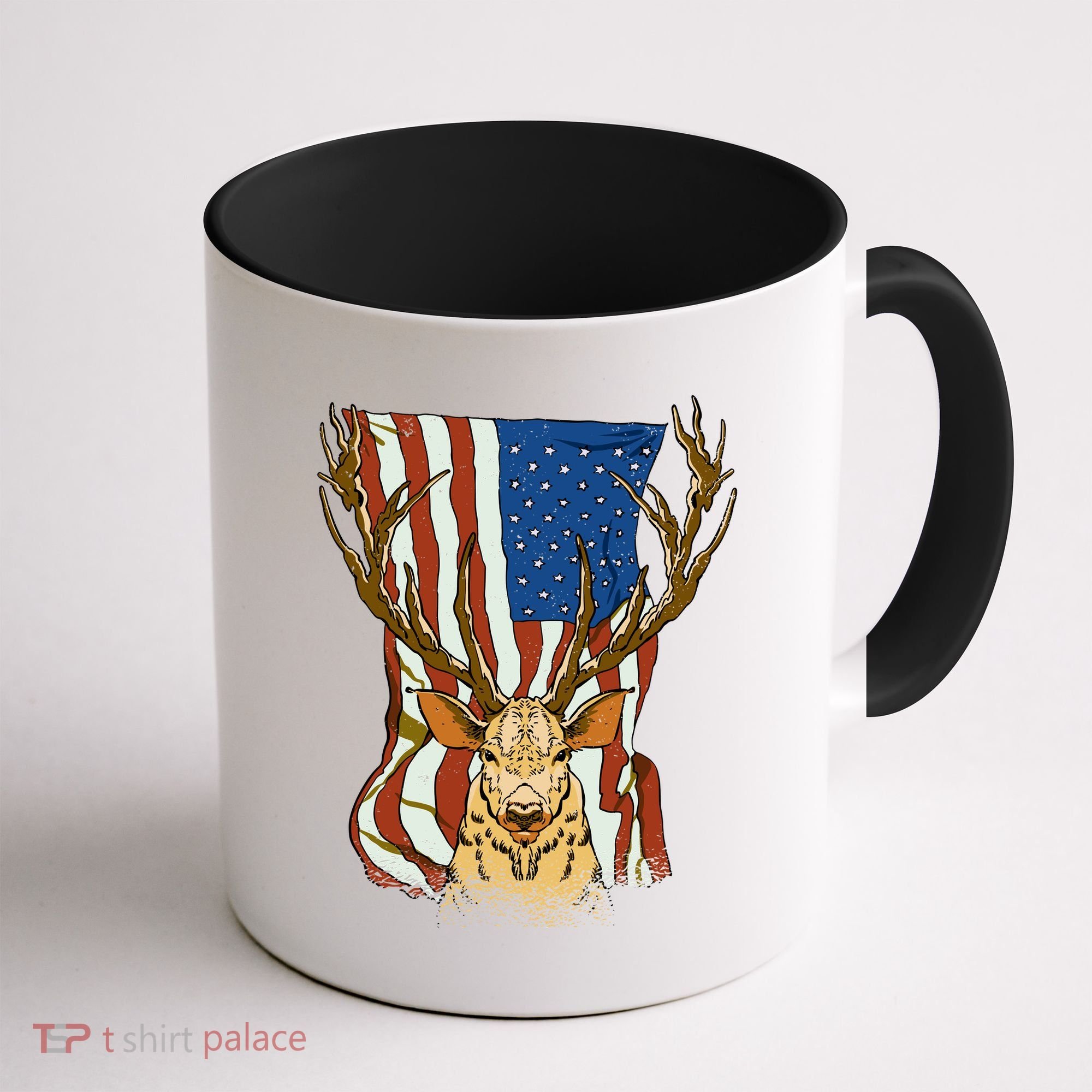 USA Flag Deer Hunting Gift Coffee Mug