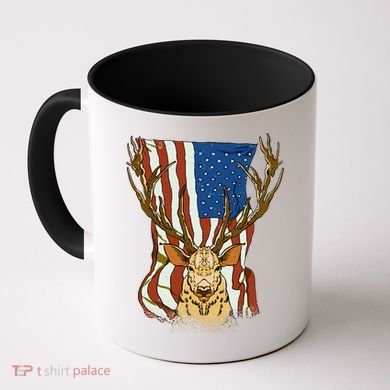 USA Flag Deer Hunting Gift Coffee Mug