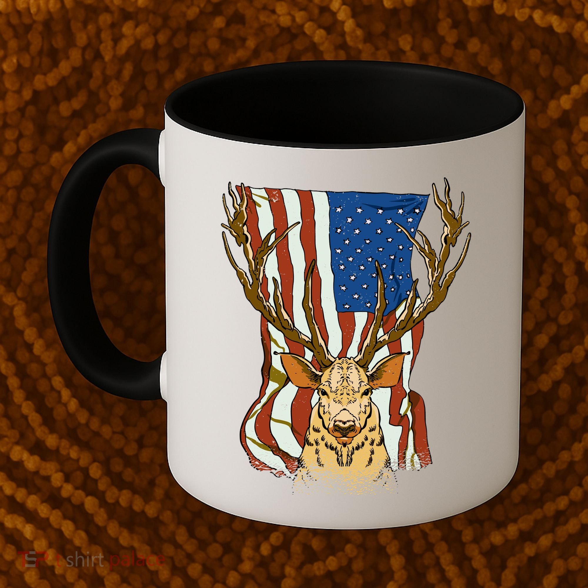 USA Flag Deer Hunting Gift Coffee Mug