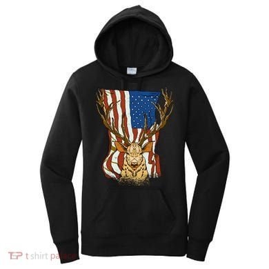 USA Flag Deer Hunting Gift Women's Hoodie