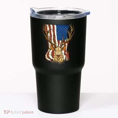 USA Flag Deer Hunting Gift Tumbler
