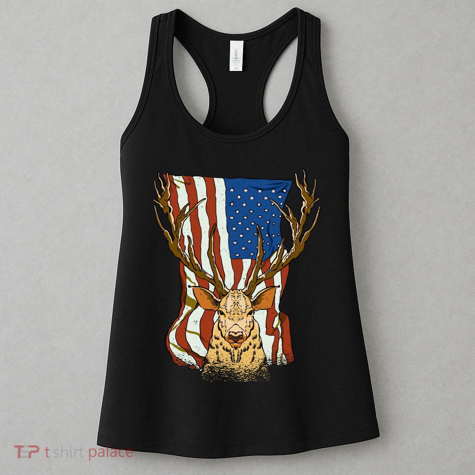 USA Flag Deer Hunting Gift Women's Tank Top