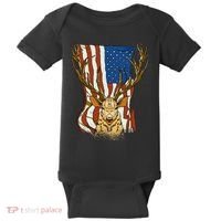 USA Flag Deer Hunting Gift Baby Bodysuit thumb 0