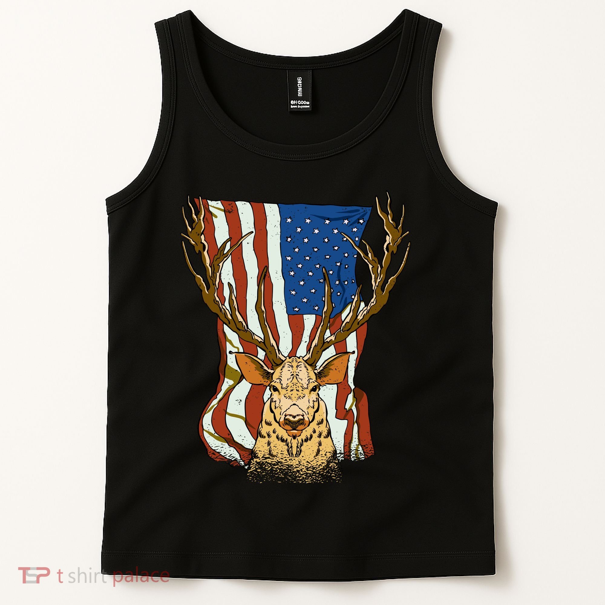 USA Flag Deer Hunting Gift Tank Top